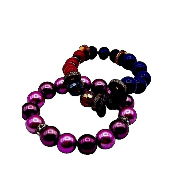 Colorful Beaded Necklace & Bracelet Set Fun Funky and Fabulous Jewelry 12” Nec - Picture 6 of 9